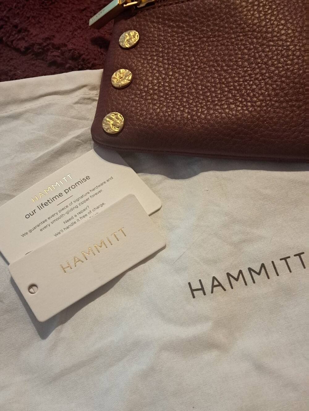 Hammitt Pebbled Leather Crossbody in Plum with Gold Hardware - Picture 4 of 4
